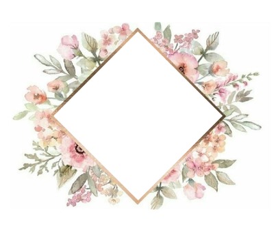 marco para una foto, rombo entre flores rosadas. Fotomontáž