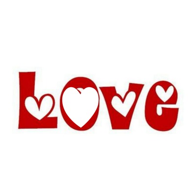 Love, letras con corazón, rojo Fotomontáž