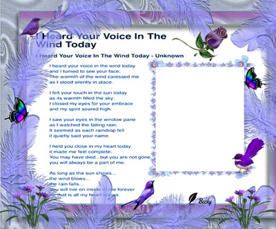 i heard your voice in the wind today Photo frame effect