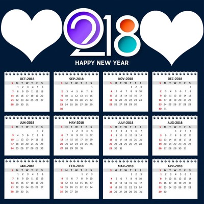 calendrier 2018 Photo frame effect