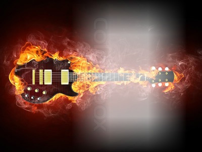 gitarre in flammen Fotomontage