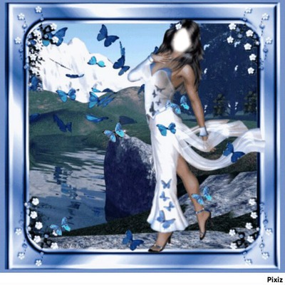 papillons bleus Photomontage