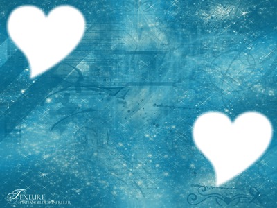 coeur avec fond bleu Montaje fotografico