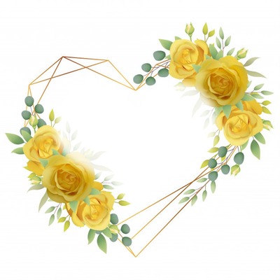 YELLOW ROSE HEART Photo frame effect