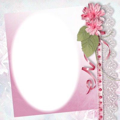 cadre fleurs roses Montaje fotografico