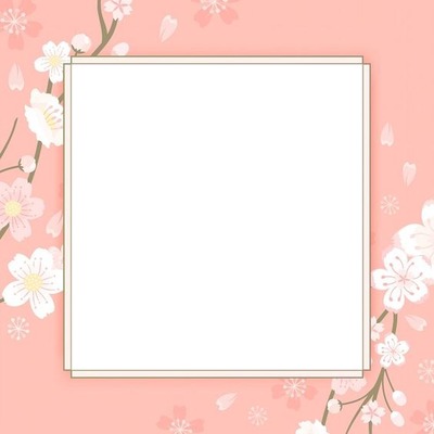 marco rosado y flores blancas. フォトモンタージュ