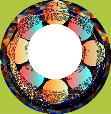 cadre rond boules de cristal -une photo Фотомонтаж