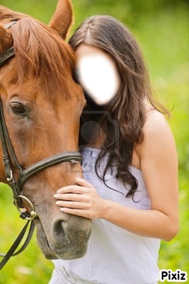 fille avec un cheval フォトモンタージュ