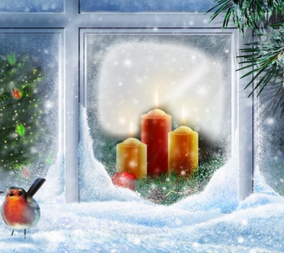 WeihnachtenRp am Fenster Fotomontaggio