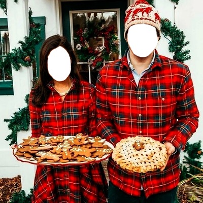 Christmas Couple with cookies Valokuvamontaasi