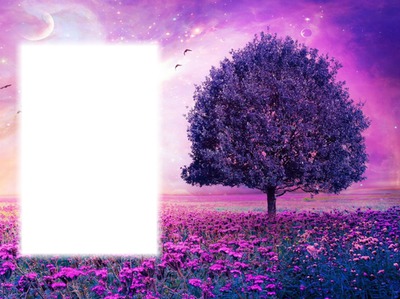 Arbre - paysage violet Montaje fotografico