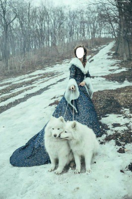 dama con lobos Fotomontaggio
