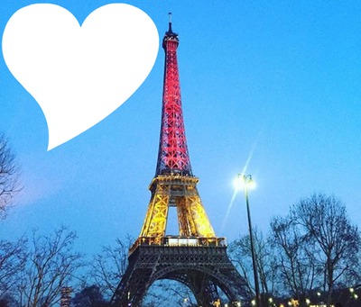 la tour de paris avec le drapeau belge Fotomontasje