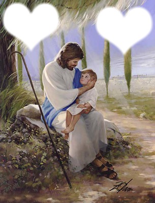 jesus loves the little children Photo frame effect