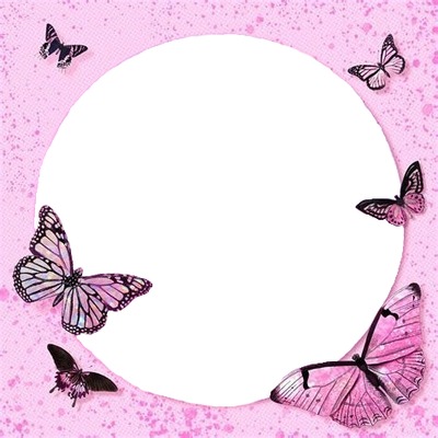 circulo y mariposas lila. Fotomontasje