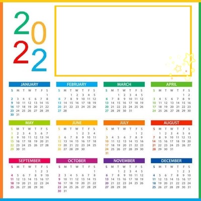 calendario 2022, vertical, 1 foto Fotomontaż