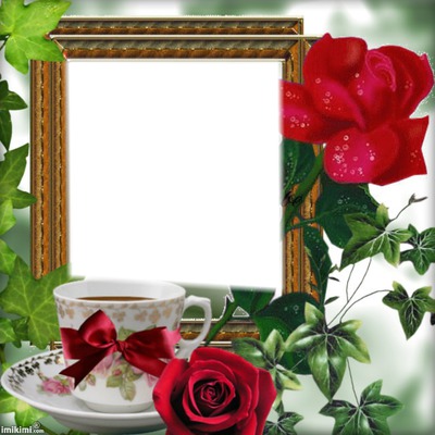 Cadre tasse et roses Montaje fotografico
