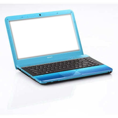 laptop azul Fotomontaža