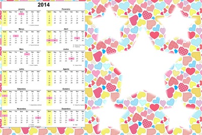 calendario 2014 stars Photo frame effect