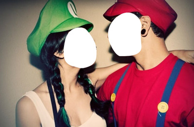 Luigie et Mario-Couple Fotomontaż