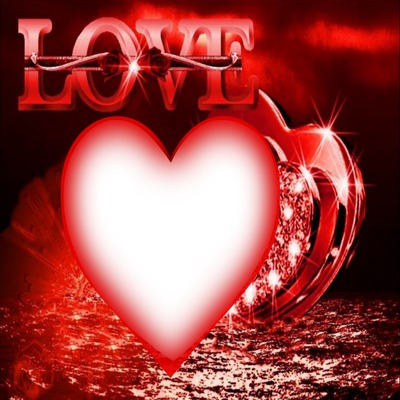 Love, corazón rojo, 1 foto フォトモンタージュ