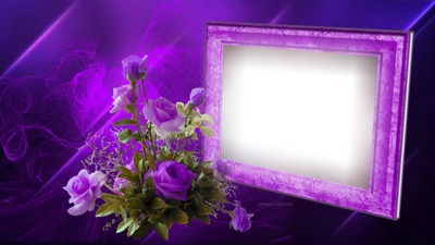 Cadre fleurs purple フォトモンタージュ