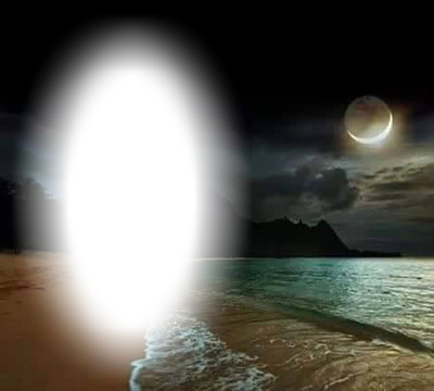 moonlit beach Photo frame effect