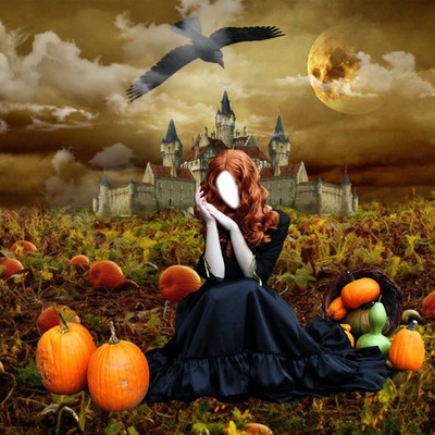 Halloween '' Sorcière rousse " Фотомонтажа