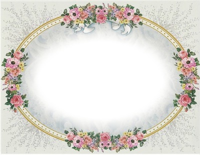 cadre ovale fleurs roses フォトモンタージュ