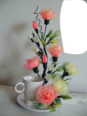 flor y taza Montaje fotografico
