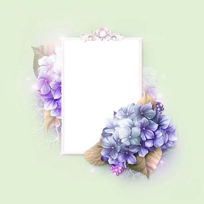 marco y flores lila, Fotomontage