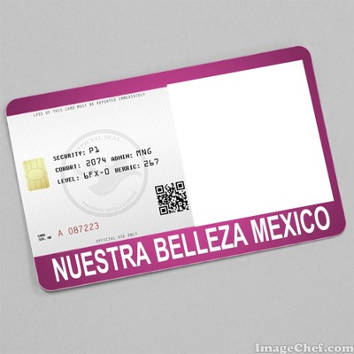 Nuestra Belleza Mexico Card Fotómontázs