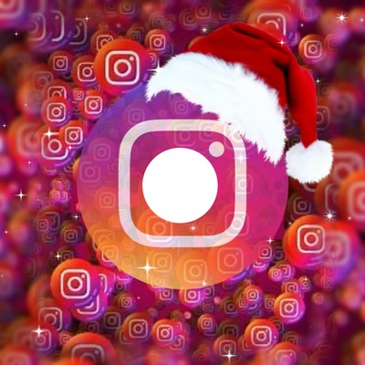 logo Instagram, gorro Noel. Fotoğraf editörü