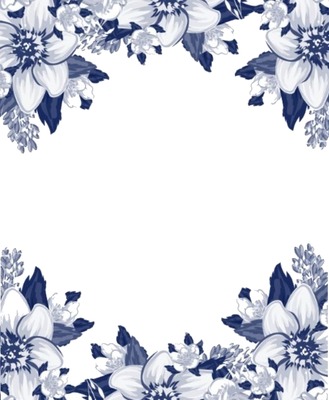 flores azules. Fotomontagem