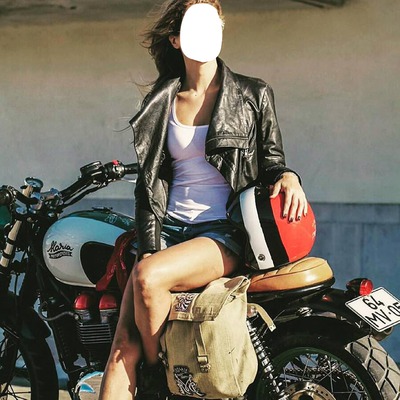 femme moto vintage Fotomontáž