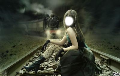 Femme du train Fotomontage