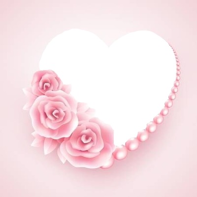 corazón y rosas rosadas. Фотомонтаж