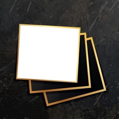 marcos dorado en fondo gris, una foto. Fotomontage