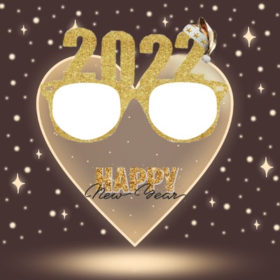 Happy New Year 2022, anteojos, corazón, 2 fotos