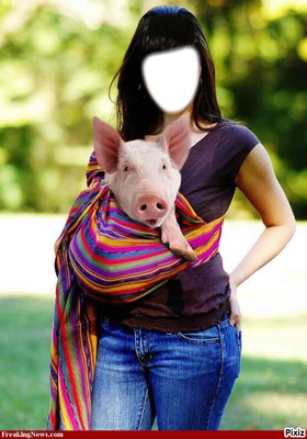 Femme au cochon Montage photo
