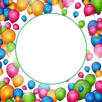 marco cumpleaños, globos coloridos. Фотомонтажа