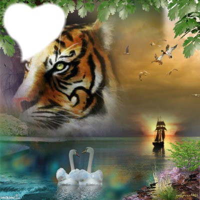 tigre et voilier Фотомонтажа