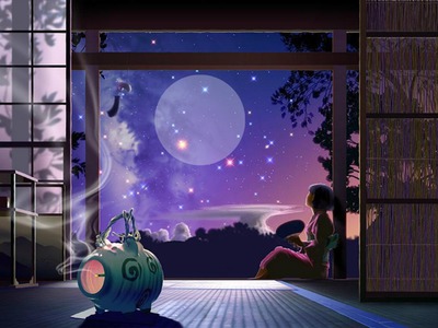 Japanese night Photo frame effect
