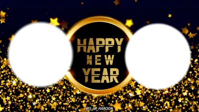 Happy New Year with two picture Photo frame effect