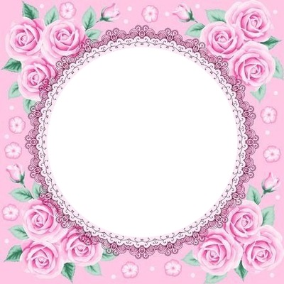 marco circular rosas rosadas. フォトモンタージュ