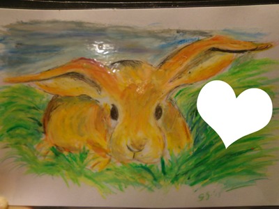 P'ti lapin dessiné par Gino Gibilaro avec coeur Valokuvamontaasi