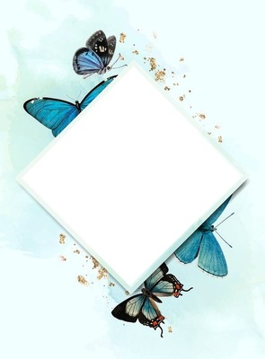 rombo sobre mariposas azules. Fotomontagem