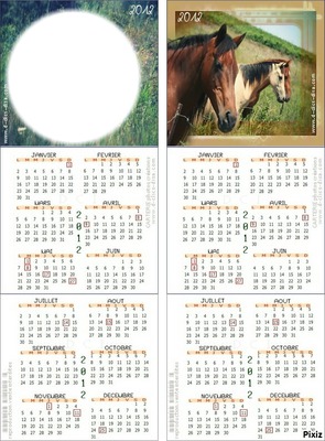 Calendriers cheval <3. Photo frame effect