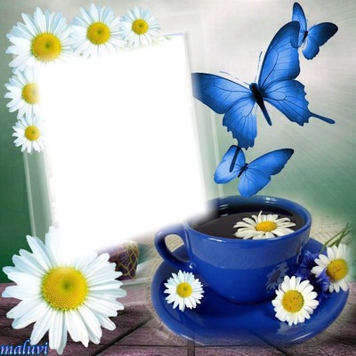 Cadre tasse bleue Фотомонтажа