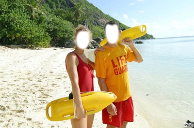 Un gars une fille Life Guard Fotomontaggio